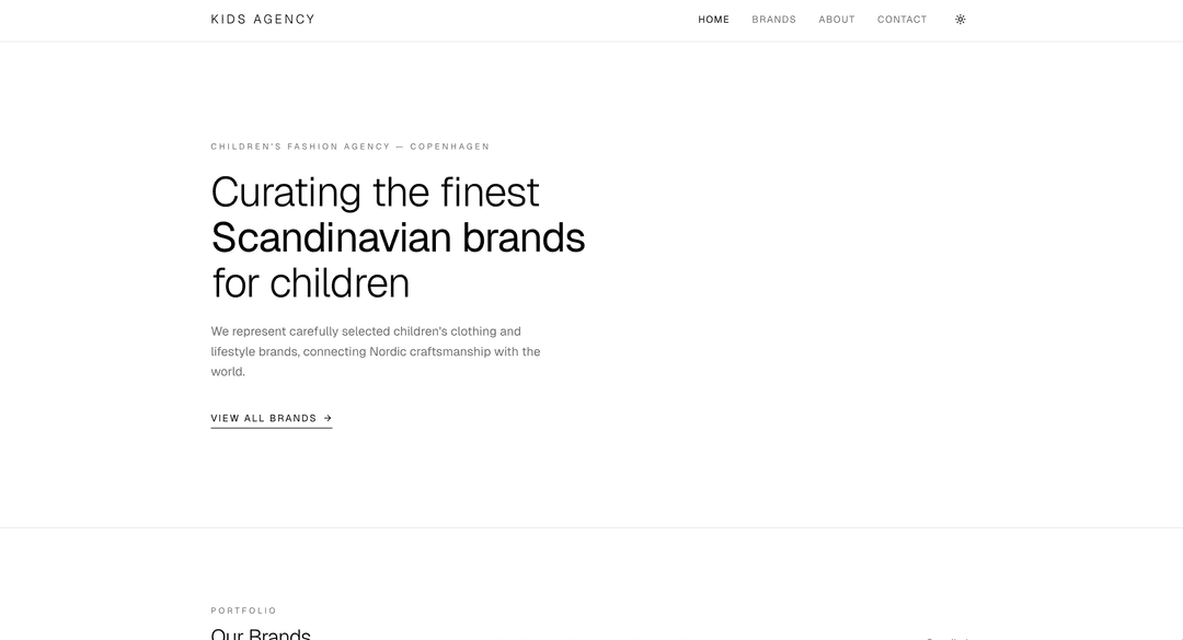 Screenshot of Kids Agency (Vercel)